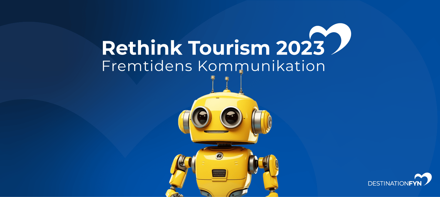 Rethink Tourism 2023 grafik med gul robot på blå baggrund