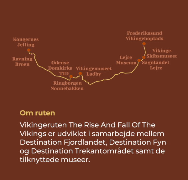 En grafikbaseret rutefortegnelse over vikingeruten fra Jylland over Fyn til Sjælland