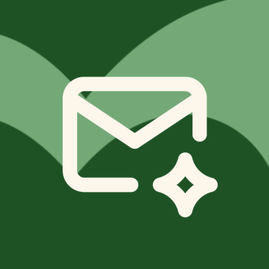 Ikon af email på grøn baggrund