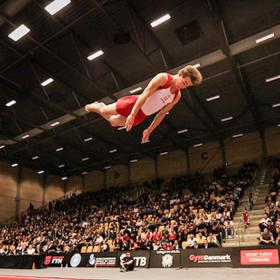Gymnast i luften til trampolin VM, Sportevent på Fyn 